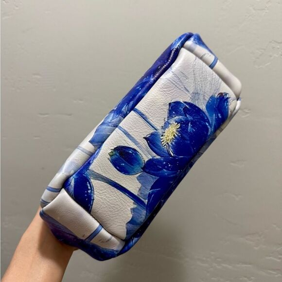 Vintage Style Handmade Cowhide Leather Lotus Print Kisslock Purse, Multi Use Bag - Picture 12 of 13